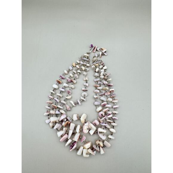 Vintage Japan 4 Strand Purple Shell Necklace - Picture 3 of 10